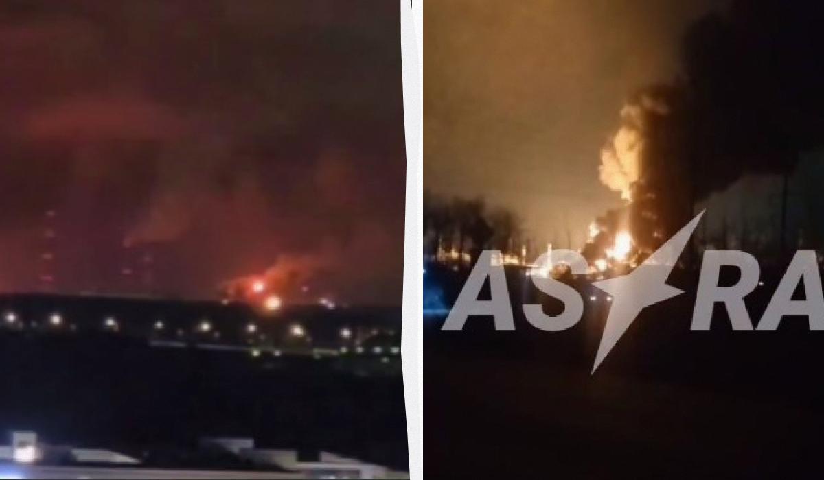 В Рязани после атаки БПЛА начался пожар / Коллаж УНИАН, скриншоты В Рязани после атаки БПЛА начался пожар / Коллаж УНИАН, скриншоты