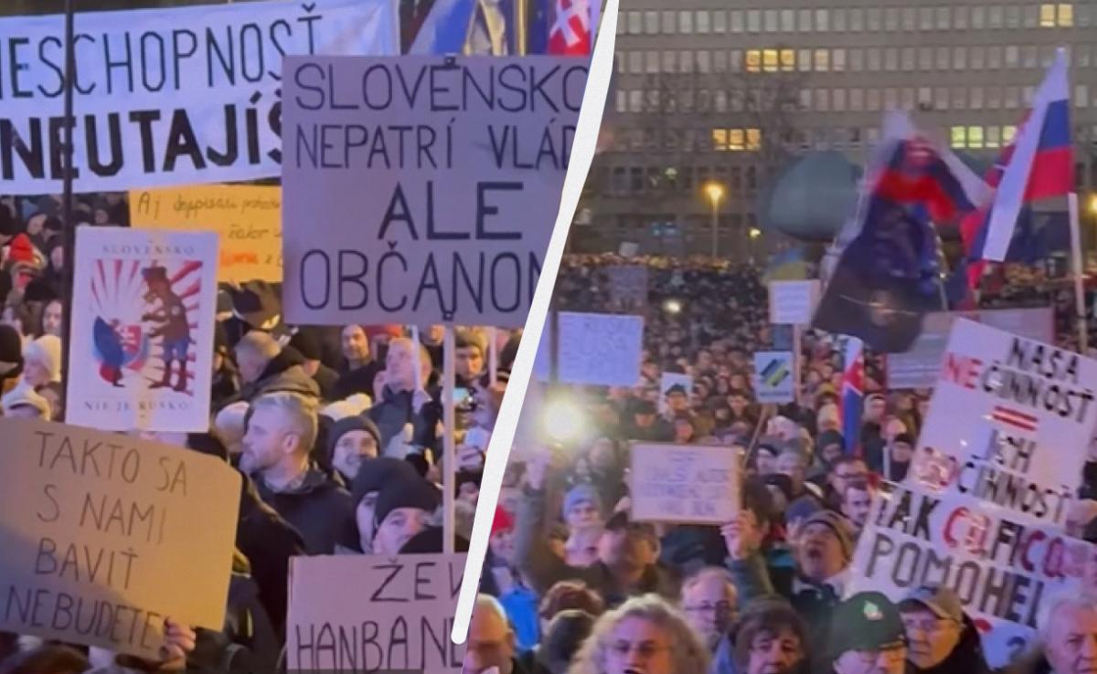 Tens of thousands of people in Slovakia protest against Fitzo / UNIAN collage, screenshots