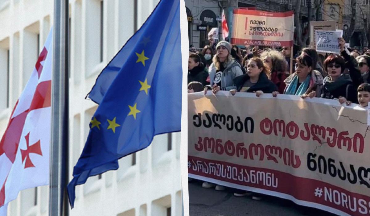 Одна из причин решения - жестокие репрессии со стороны грузинских властей против мирных протестующих / Коллаж УНИАН, фото Reuters, facebook.com/GrlzWave Одна из причин решения - жестокие репрессии со стороны грузинских властей против мирных протестующих / Коллаж УНИАН, фото Reuters, facebook.com/GrlzWave