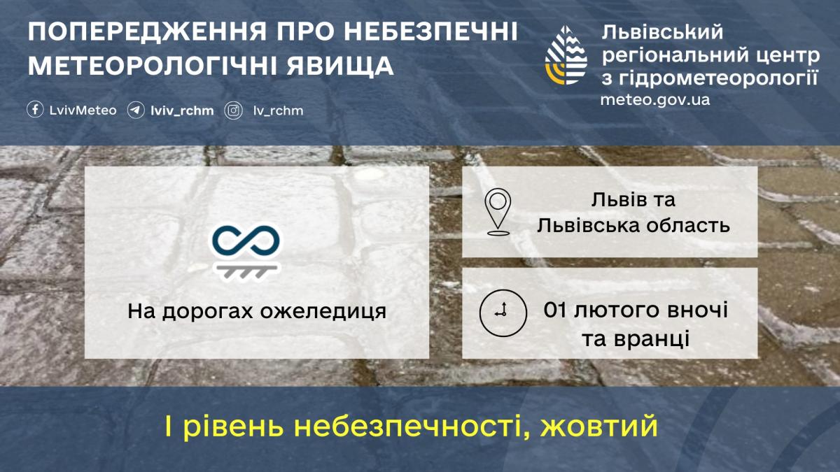 У Львові через ожледеицю оголошено І рівень небезпеки / фото Львівський гідрометцентр У Львові через ожледеицю оголошено І рівень небезпеки / фото Львівський гідрометцентр