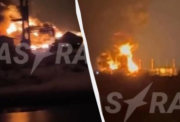 Российский Энгельс атаковали дроны: бушует пожар на нефтебазе (фото)