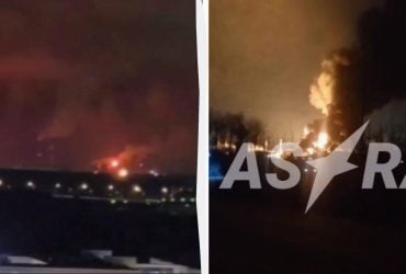 Українські дрони масово атакували Росію: у Рязані горить НПЗ (відео)