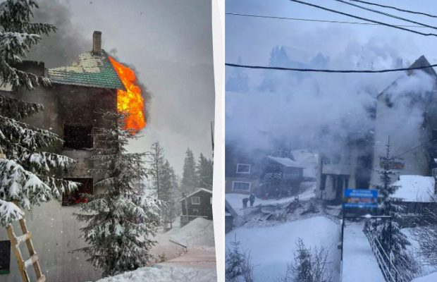 На популярному карпатському курорті виникла масштабна пожежа, мешканців евакуювали (відео)