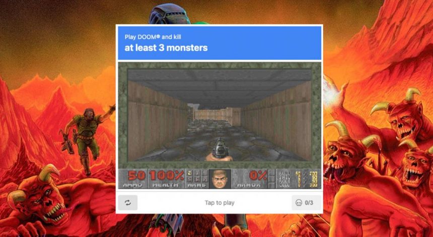 Чтобы пройти эту капчу, нужно сыграть в Doom и убить трёх демонов