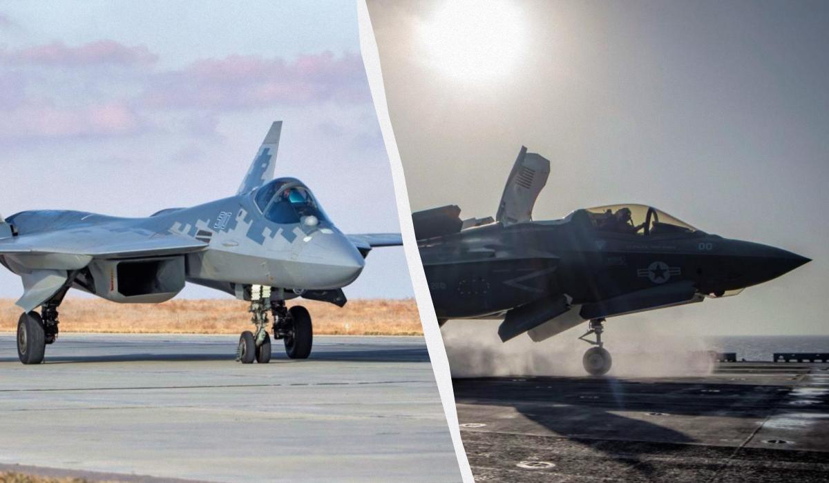 Російські Су-57 ніколи не зможуть стати літаками рівня F-35, вважає Ендрю Лейтем / колаж УНІАН, фото Reuters, Міноборони РФ Російські Су-57 ніколи не зможуть стати літаками рівня F-35, вважає Ендрю Лейтем / колаж УНІАН, фото Reuters, Міноборони РФ