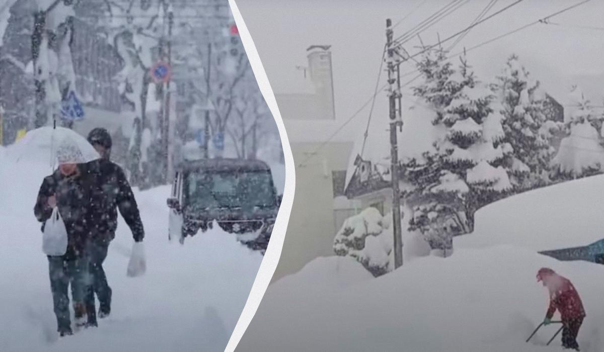 На острові Хоккайдо в Японії пройшов рекордний снігопад / колаж УНІАН, скріншоти з відео На острові Хоккайдо в Японії пройшов рекордний снігопад / колаж УНІАН, скріншоти з відео