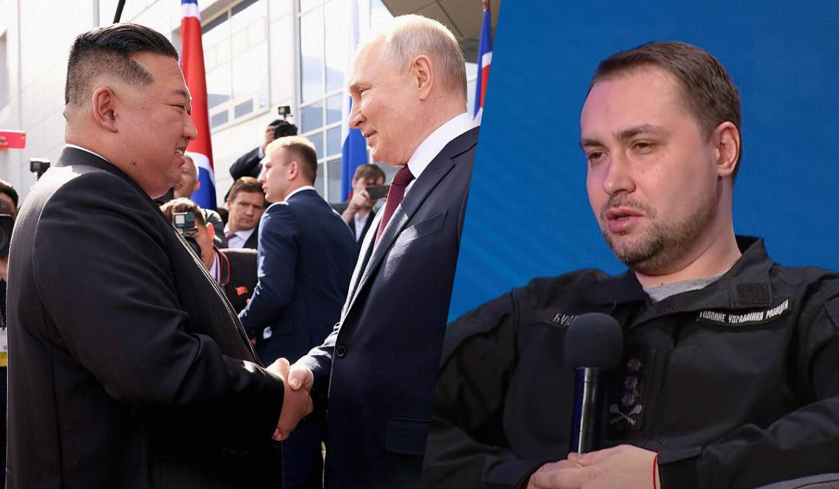 За словами Буданова, між Путіним та Кім Чен Ином триває активна співпраця / колаж УНІАН, фото Вікіпедія, скриншот За словами Буданова, між Путіним та Кім Чен Ином триває активна співпраця / колаж УНІАН, фото Вікіпедія, скриншот