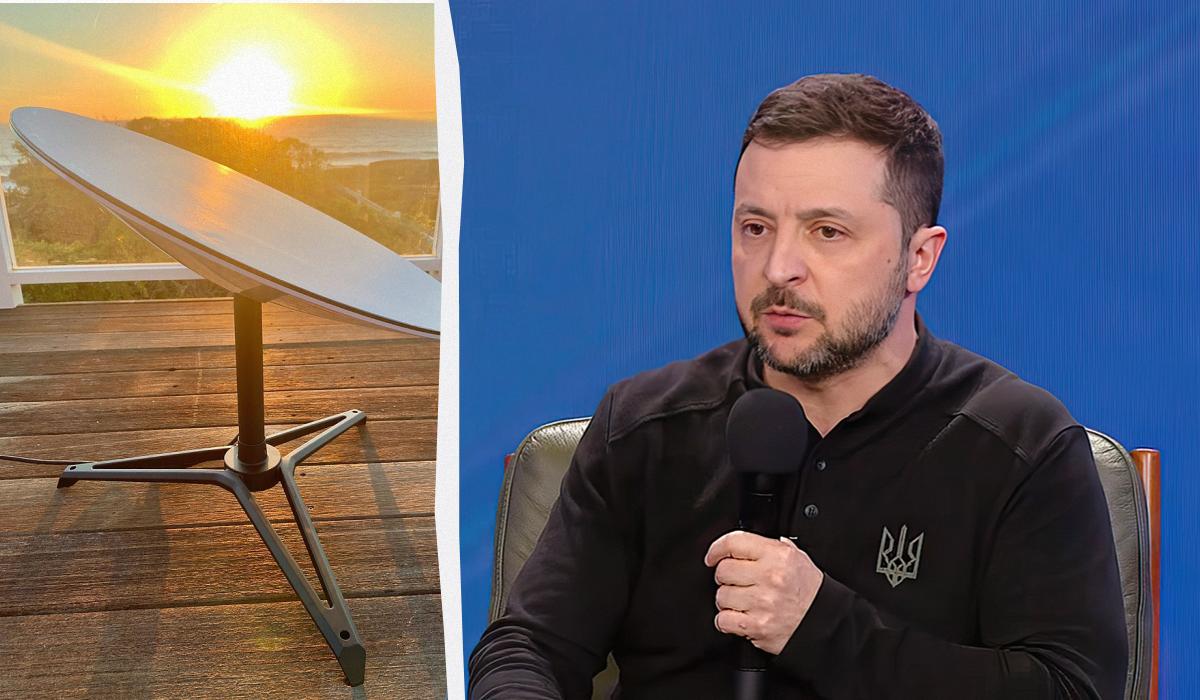 За словами президента, Україна сплачує за послуги Starlink кошти / колаж УНІАН, фото Вікіпедія, скриншот з відео За словами президента, Україна сплачує за послуги Starlink кошти / колаж УНІАН, фото Вікіпедія, скриншот з відео