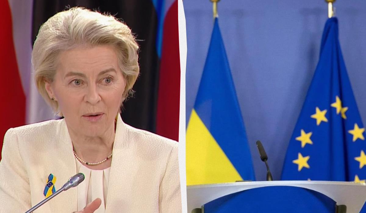 Урсула фон дер Ляєн висловилася про можливе членство України в ЄС / Колаж УНІАН, скриншот, фото УНІАН, Анастасія Сироткіна Урсула фон дер Ляєн висловилася про можливе членство України в ЄС / Колаж УНІАН, скриншот, фото УНІАН, Анастасія Сироткіна