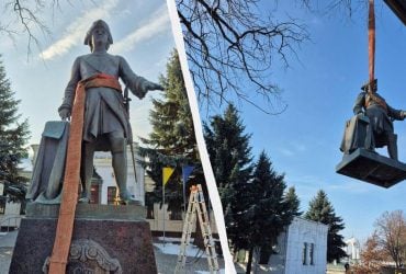 В Полтаве демонтировали памятник российскому императору Петру І (фото)