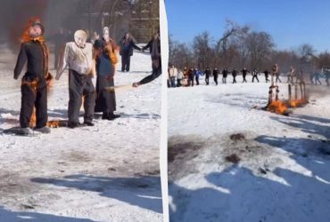 В Донецке на Масленицу сожгли лидеров Европы и устроили хоровод на месте казни (видео)