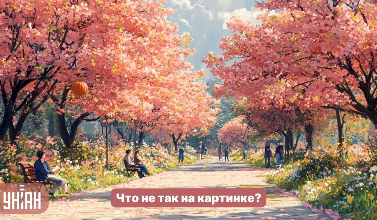 Надо найти странную ошибку в парке с сакурами за 5 секунд: простой IQ-тест Надо найти странную ошибку в парке с сакурами за 5 секунд: простой IQ-тест