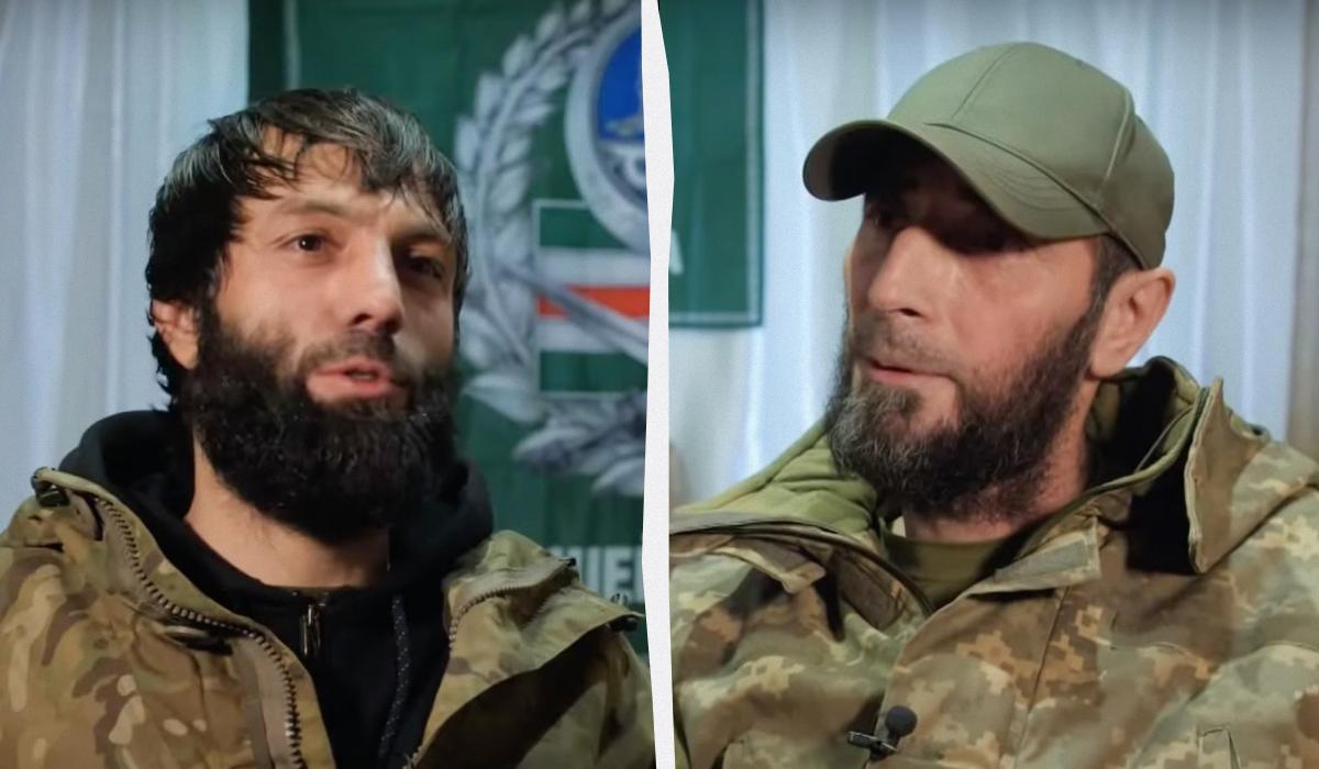 Двоє військових з Чечні перейшли на бік України / колаж УНІАН, кадри з відео Двоє військових з Чечні перейшли на бік України / колаж УНІАН, кадри з відео