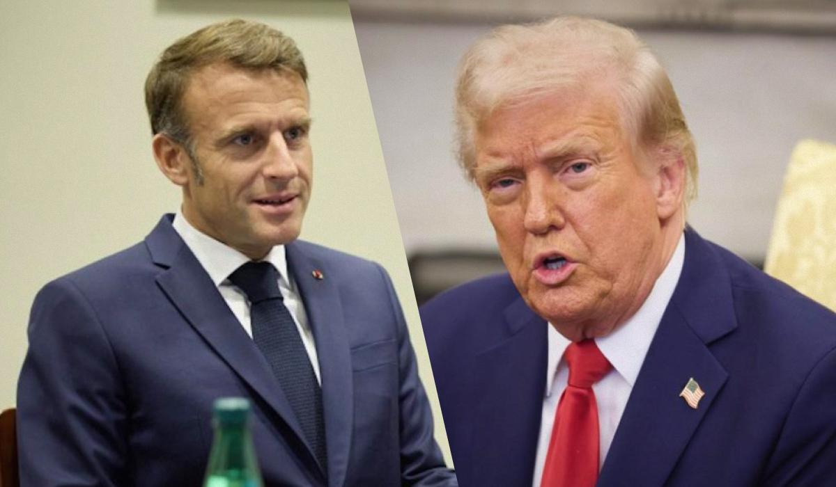 Макрон закликав Трампа використати свій авторитет, щоб примусити Путіна до припинення вогню / Колаж УНІАН, фото president.gov.ua, Офісу президента