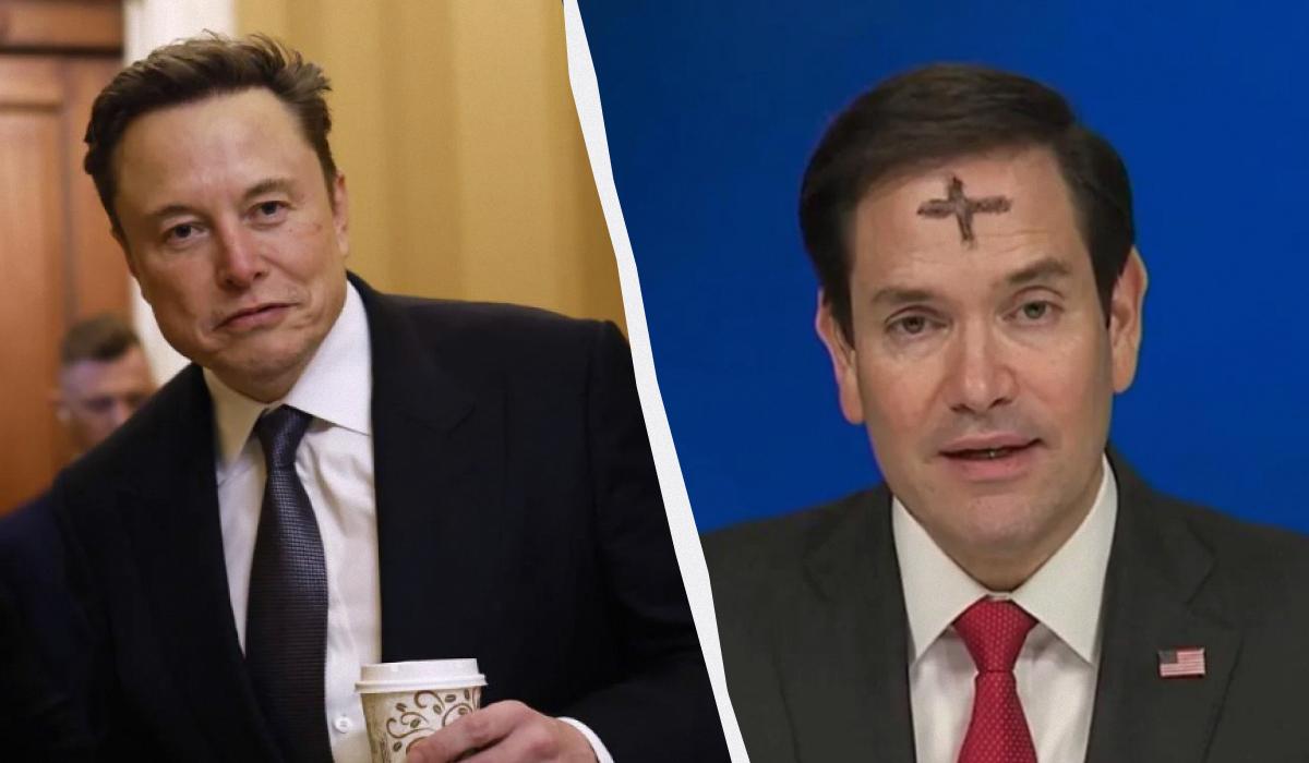 Маск і Рубіо посварилися в Білому домі / колаж УНІНА, фото GettyImages, скріншот