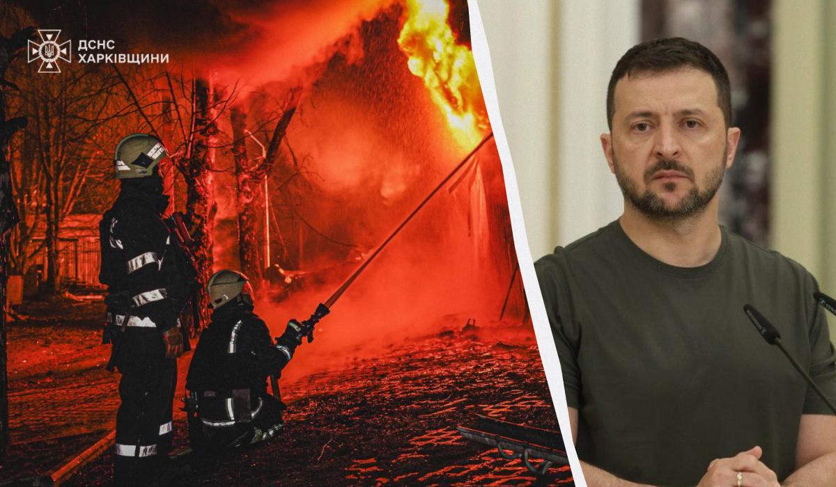 Зеленский отреагировал на российские атаки дронами по Украине / коллаж УНИАН, фото УНИАН, ГСЧС Зеленский отреагировал на российские атаки дронами по Украине / коллаж УНИАН, фото УНИАН, ГСЧС