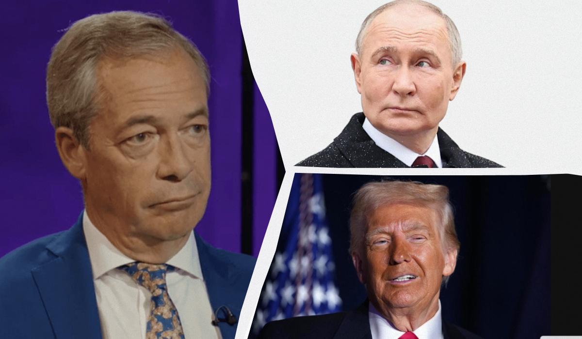 Фарадж розкритикував Трампа за його лояльність до Путіна / Колаж УНІАН, скриншот, фото GettyImages Фарадж розкритикував Трампа за його лояльність до Путіна / Колаж УНІАН, скриншот, фото GettyImages