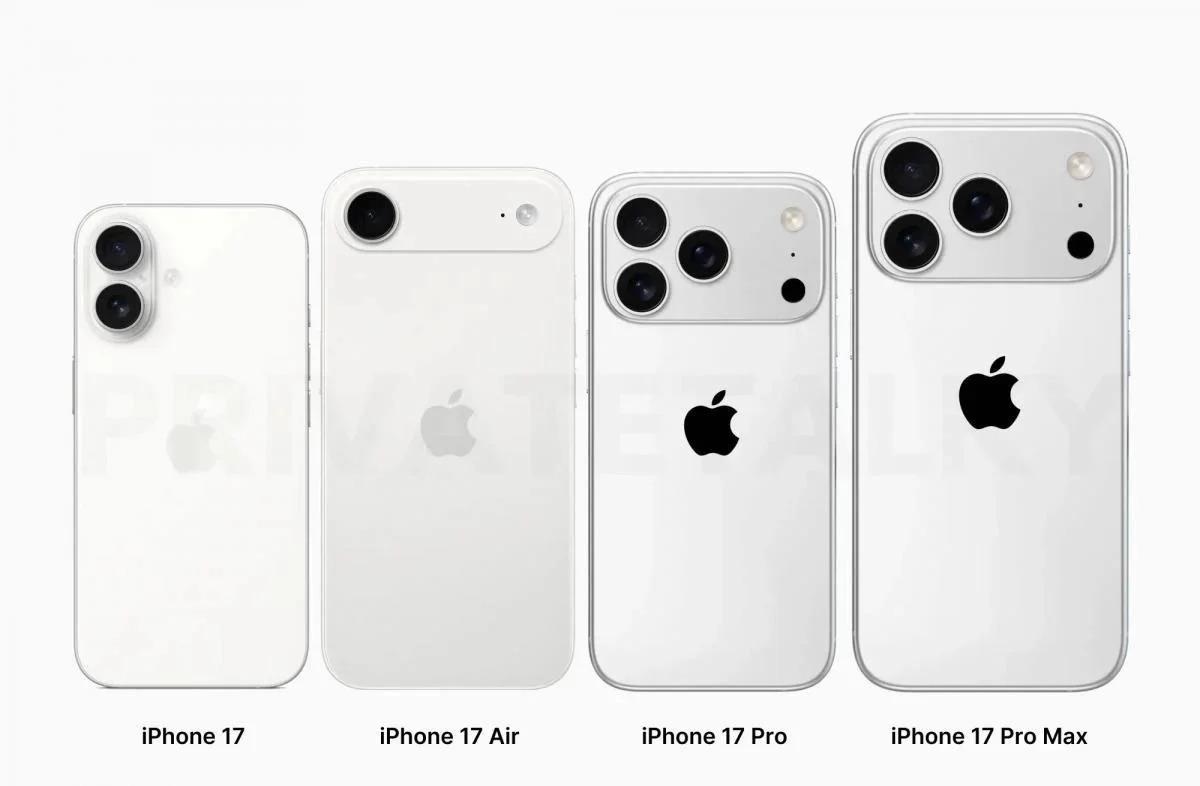Четыре модели iPhone 17 на качественных рендерах / фото Majin Bu Четыре модели iPhone 17 на качественных рендерах / фото Majin Bu