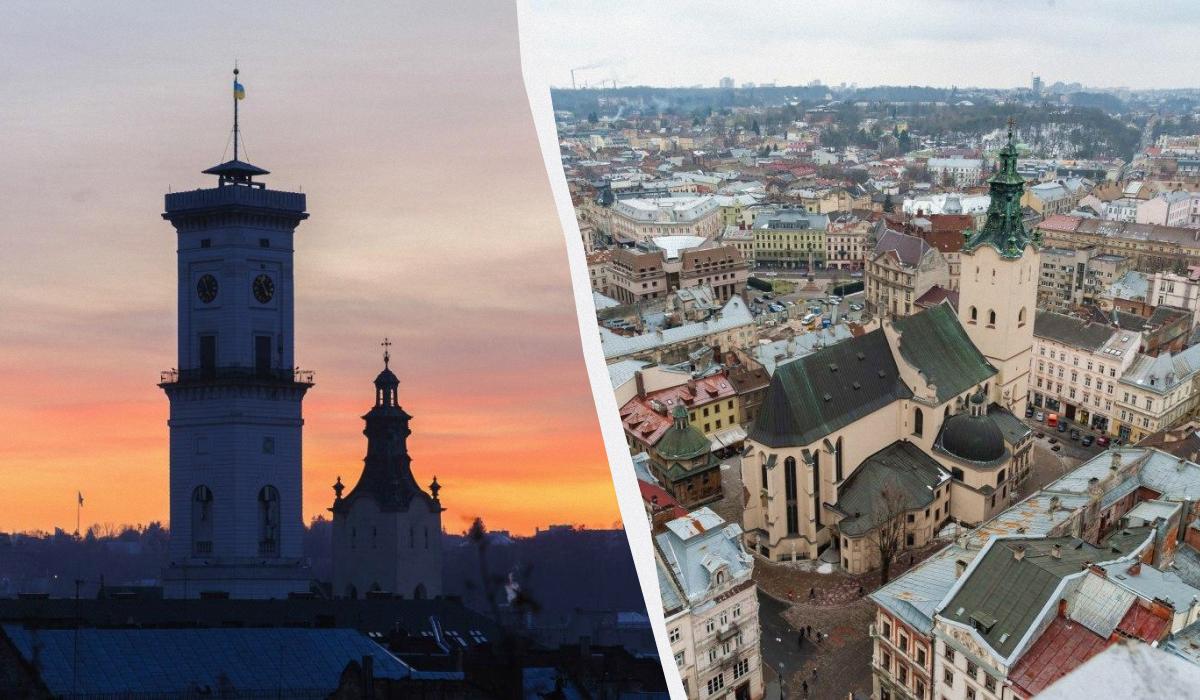 Со смотровой башни Львовской ратуши открываются прекрасные виды / коллаж и фото УНИАН Со смотровой башни Львовской ратуши открываются прекрасные виды / коллаж и фото УНИАН