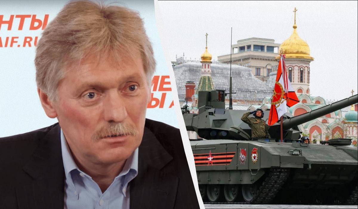 Пєсков чекає гарантій, що "Армату" не спалять просто перед Кремлем / колаж УНІАН, фото REUTERS, кадр із відео Пєсков чекає гарантій, що "Армату" не спалять просто перед Кремлем / колаж УНІАН, фото REUTERS, кадр із відео