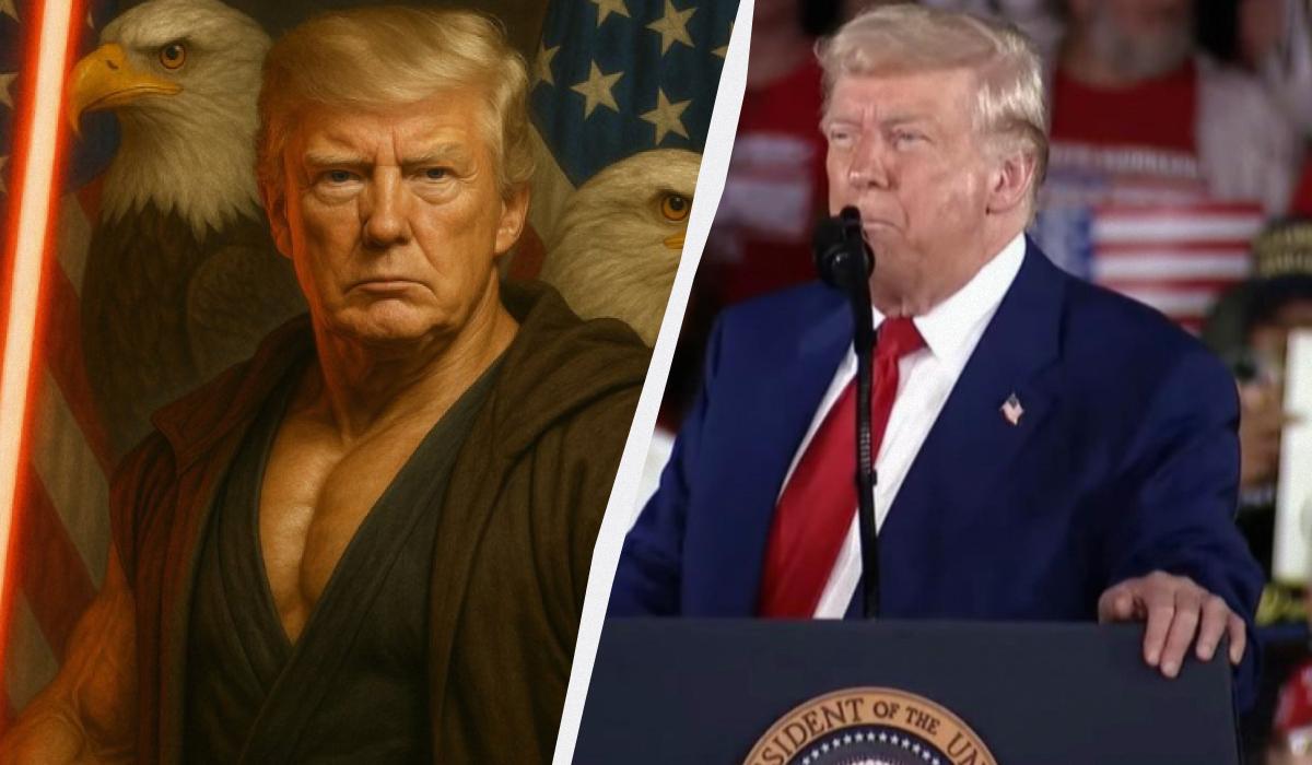 Білий дім представив Трампа з мечем ситха / колаж УНІАН, фото скріншот