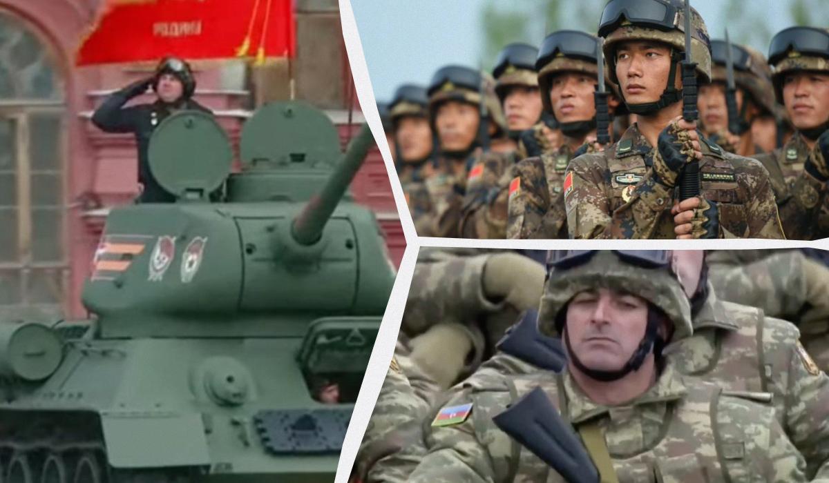 Военные КНР и Азербайджана примут участие в параде в Москве / коллаж УНИАН, фото ua.depositphotos.com, кадр из видео