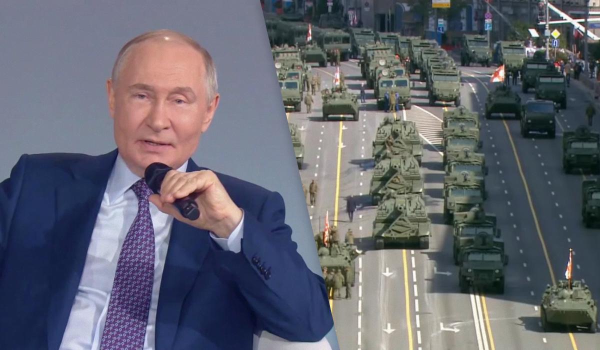Політолог зазначив, що військовий парад у Москві пройшов без атак українських дронів / Колаж УНІАН, фото - скріншоти Політолог зазначив, що військовий парад у Москві пройшов без атак українських дронів / Колаж УНІАН, фото - скріншоти
