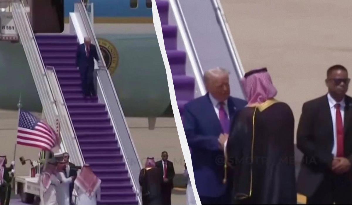 Трамп прилетел в Саудовскую Аравию / Коллаж УНИАН, скриншоты Трамп прилетел в Саудовскую Аравию / Коллаж УНИАН, скриншоты