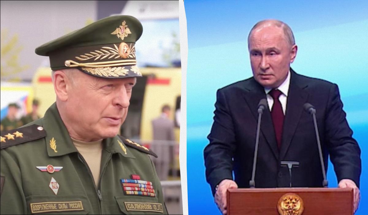 Путин уволил Салюкова с должности главнокомандующего Сухопутных войск РФ / коллаж УНИАН, скриншоты Путин уволил Салюкова с должности главнокомандующего Сухопутных войск РФ / коллаж УНИАН, скриншоты