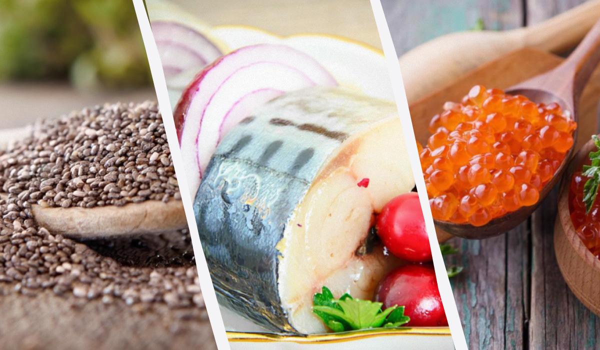 Насіння чіа, скумбрія та ікра належать до продуктів, багатих на омега-3 / колаж УНІАН, фото ua.depositphotos.com Насіння чіа, скумбрія та ікра належать до продуктів, багатих на омега-3 / колаж УНІАН, фото ua.depositphotos.com