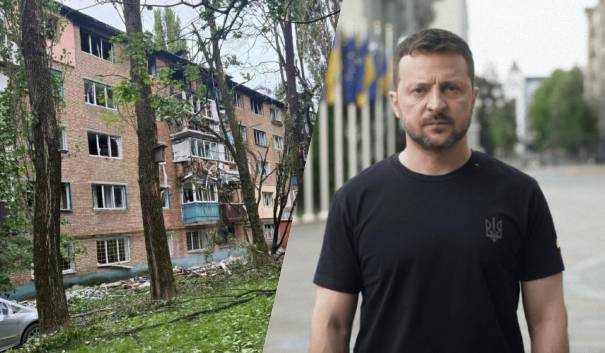 Зеленский прокомментировал очередной удар россиян по Киеву / коллаж УНИАН, фото president.gov.ua, Нацполиция Зеленский прокомментировал очередной удар россиян по Киеву / коллаж УНИАН, фото president.gov.ua, Нацполиция