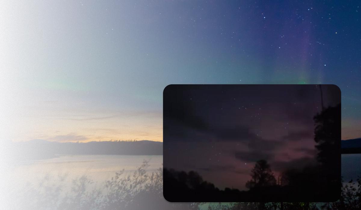 Украину снова осветило полярное сияние / коллаж УНИАН, фото Сумской областной центр по гидрометеорологии, иллюстративное фото ua.depositphotos.com