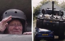 "Есть послание к Маску": 98-летний ветеран эффектно раздавил Tesla танком (видео)
