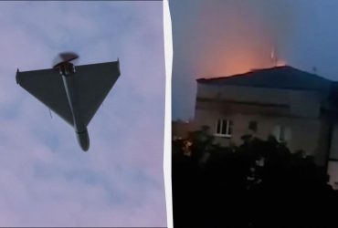 Атака РФ на Київ: момент прильоту Шахеда потрапив на відео