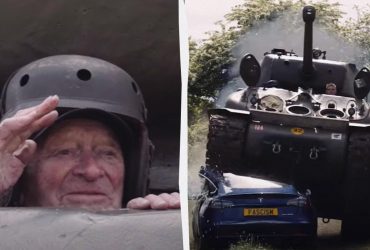 Есть послание к Маску: 98-летний ветеран эффектно раздавил Tesla танком (видео)