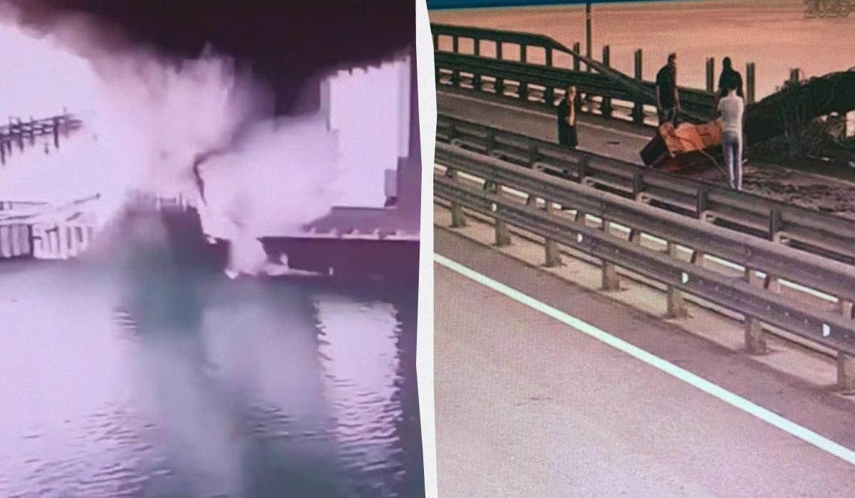 Крымский мост сегодня был атакован дважды / коллаж УНИАН, фото СБУ Крымский мост сегодня был атакован дважды / коллаж УНИАН, фото СБУ