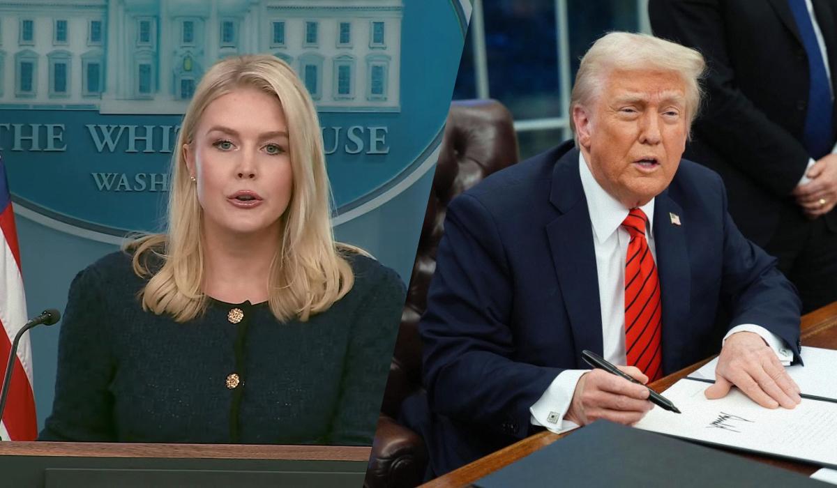Лівітт заявила, що Трамп хоче, щоб люди перестали вмирати / Колаж УНІАН, фото - скріншот, Getty Images Лівітт заявила, що Трамп хоче, щоб люди перестали вмирати / Колаж УНІАН, фото - скріншот, Getty Images