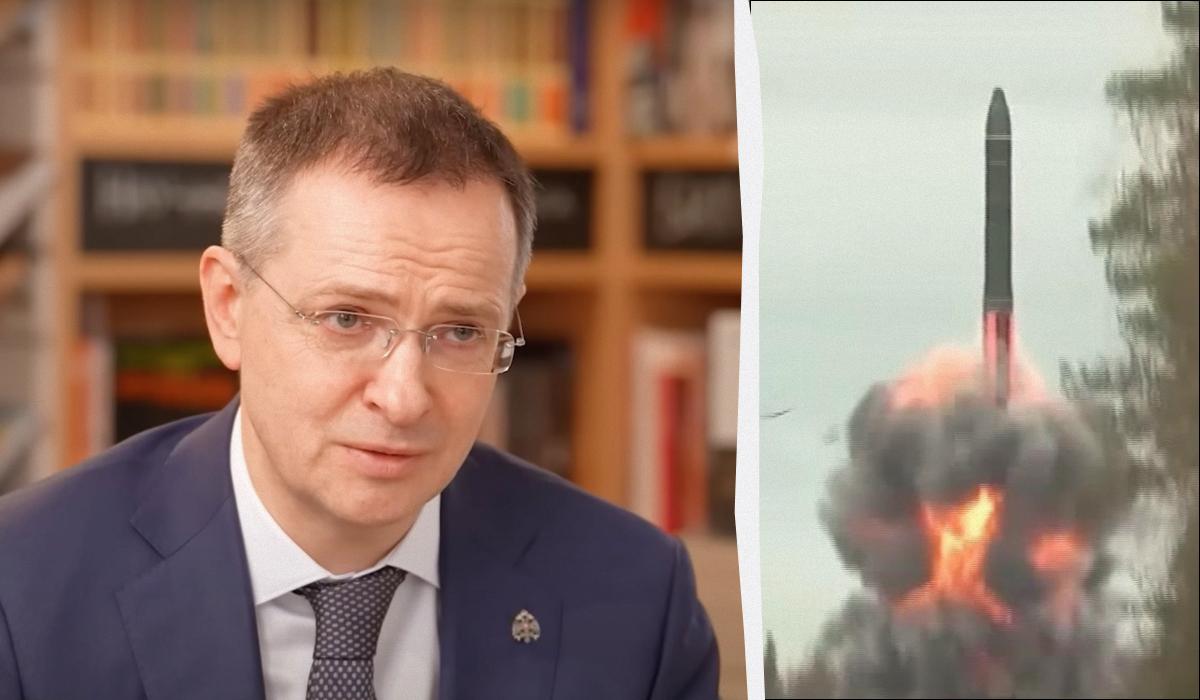 Мединський заявив, що росіяни вимагають удару по Україні з застосуванням "Орєшніка" / колаж УНІАН, скріншоти Мединський заявив, що росіяни вимагають удару по Україні з застосуванням "Орєшніка" / колаж УНІАН, скріншоти