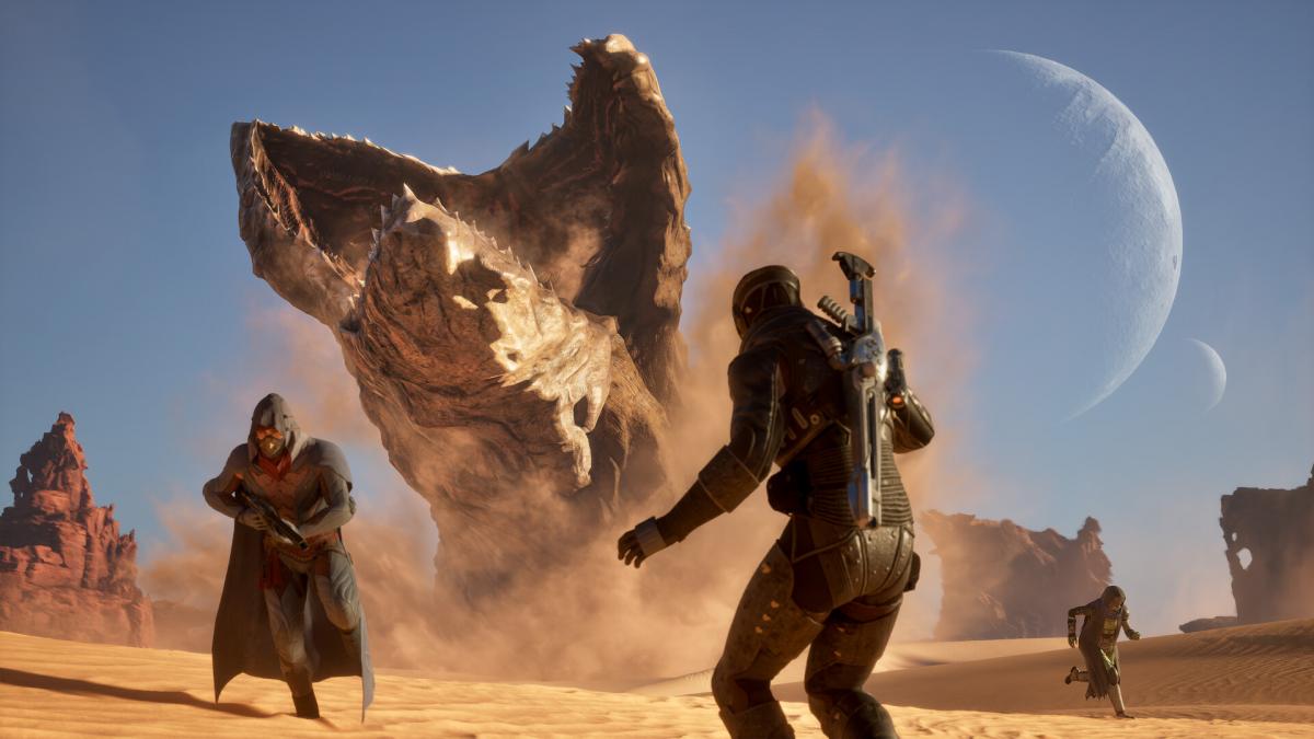 Игроки в Dune: Awakening оседлали Шай-Хулуда / Фото - Funcom Игроки в Dune: Awakening оседлали Шай-Хулуда / Фото - Funcom