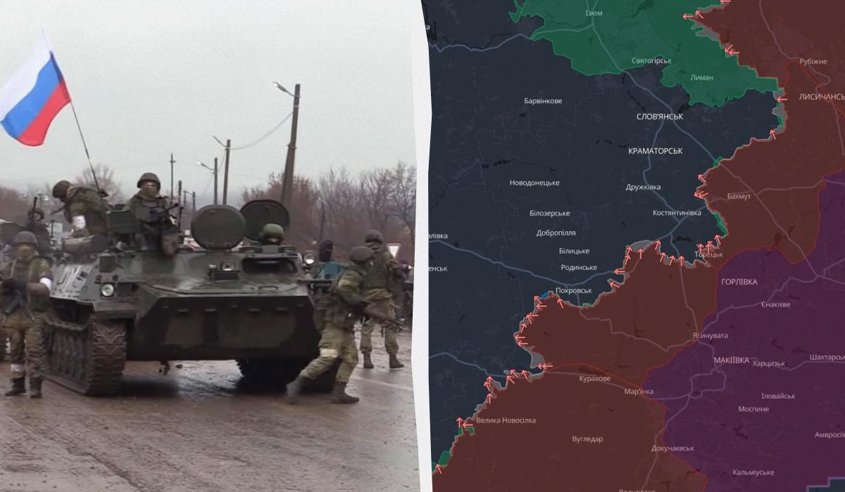 Росія продовжує наступати / колаж УНІАН, фото Вікіпедія, скріншот DeepState Росія продовжує наступати / колаж УНІАН, фото Вікіпедія, скріншот DeepState