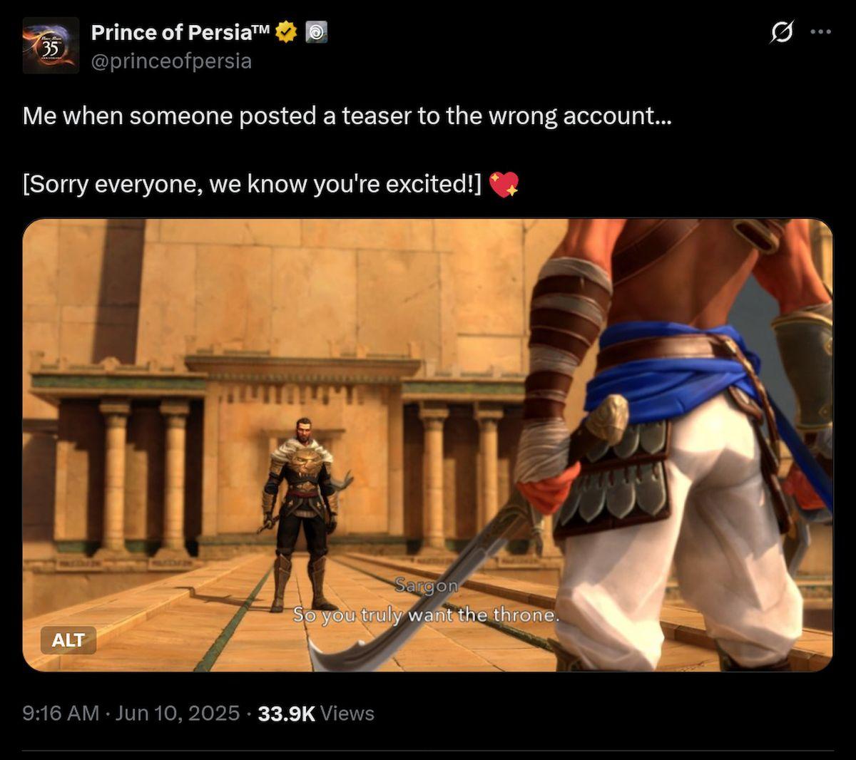 Аккаунт Prince of Persia в X шокировал фанатов новым постом, но, оказалось, это была ошибка Аккаунт Prince of Persia в X шокировал фанатов новым постом, но, оказалось, это была ошибка