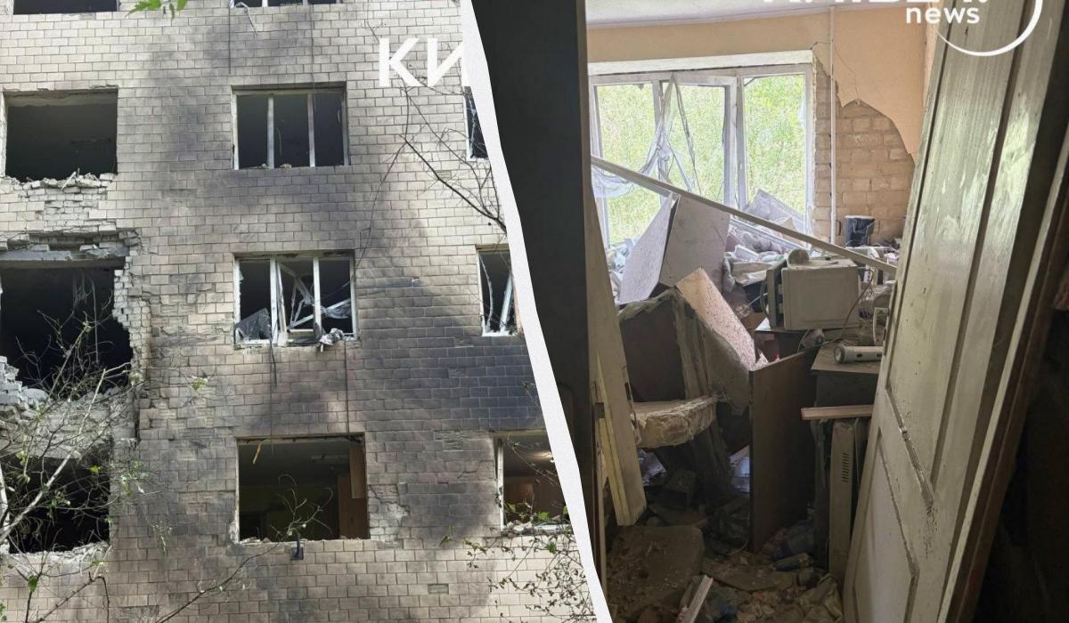 Уламки дронів пошкодили гуртожиток НАУ/ Колаж УНІАН, скріншоти Уламки дронів пошкодили гуртожиток НАУ/ Колаж УНІАН, скріншоти