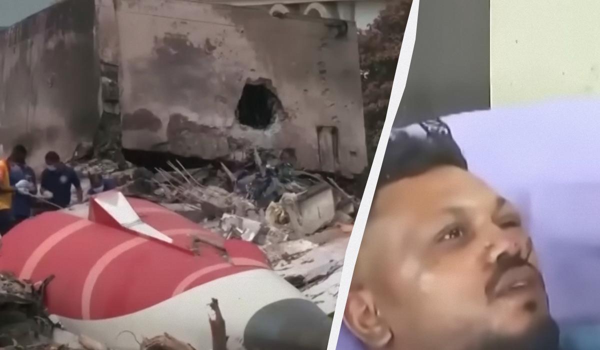 Чоловік, який вижив в авікатастрофі в Індії, розповів, що йому вдалося врятуватися завдяки тому, що він сидів близько до аварійного виходу / колаж УНІАН, скриншоти Чоловік, який вижив в авікатастрофі в Індії, розповів, що йому вдалося врятуватися завдяки тому, що він сидів близько до аварійного виходу / колаж УНІАН, скриншоти