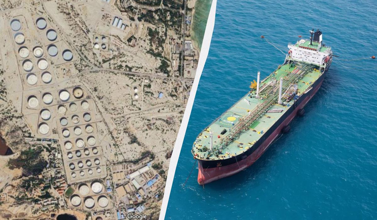 Головний нафтовий термінал Ірану переповнений нафтою / колаж УНІАН, фото ua.depositphotos.com, google.com Головний нафтовий термінал Ірану переповнений нафтою / колаж УНІАН, фото ua.depositphotos.com, google.com