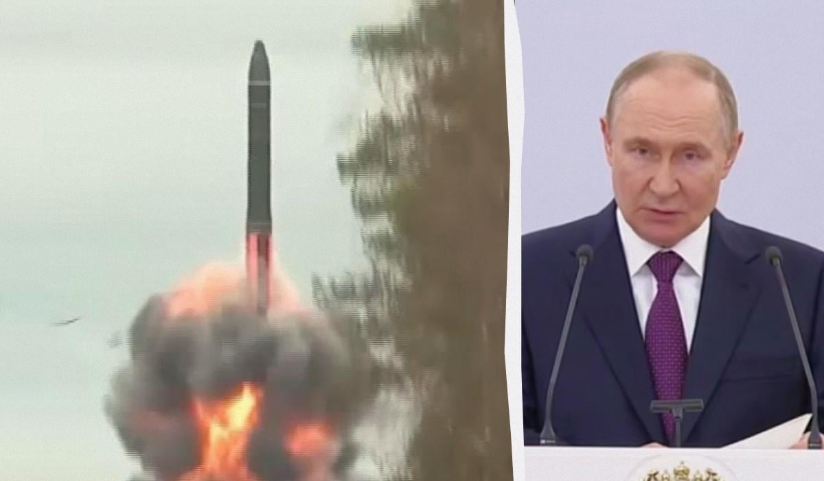 Путин объявил о начале серийного производства ракет "Орешник" / коллаж УНИАН, скриншоты Путин объявил о начале серийного производства ракет "Орешник" / коллаж УНИАН, скриншоты