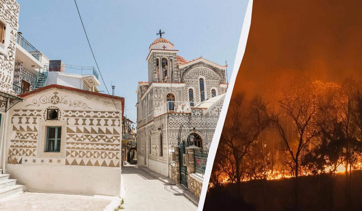 Грецький острів Хіос охопили лісові пожежі / колаж УНІАН, фото ua.depositphotos.com Грецький острів Хіос охопили лісові пожежі / колаж УНІАН, фото ua.depositphotos.com