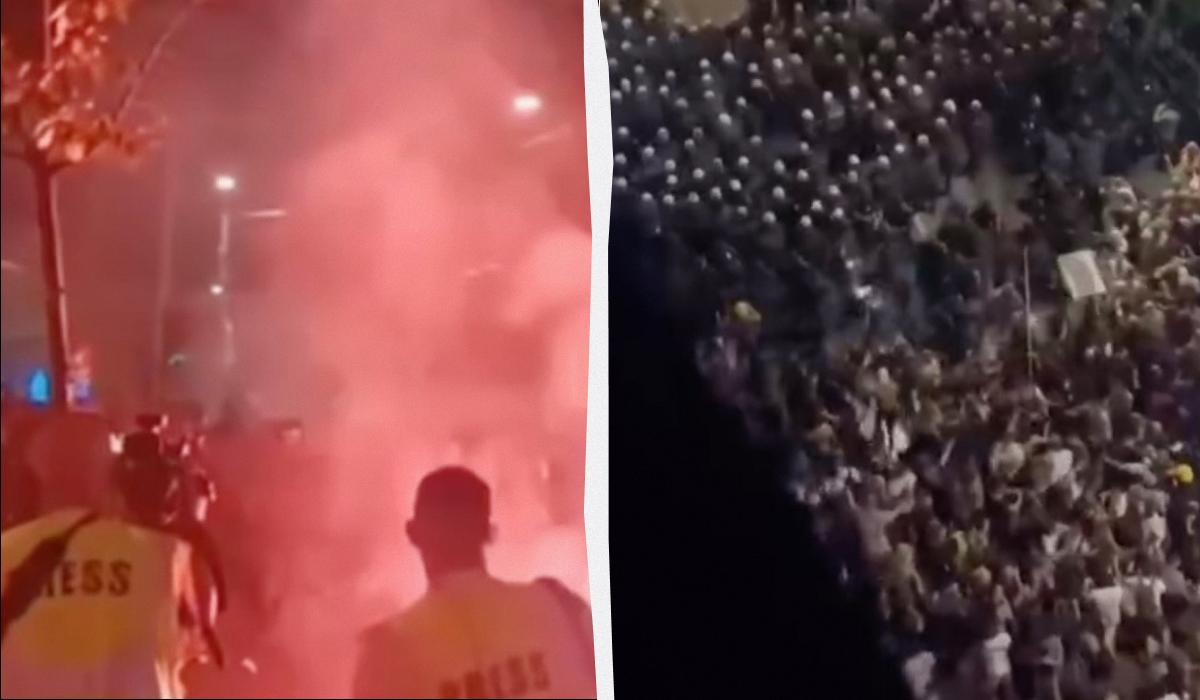 В Белграде вспыхнули массовые протесты / коллаж УНИАН, скриншоты с видео В Белграде вспыхнули массовые протесты / коллаж УНИАН, скриншоты с видео