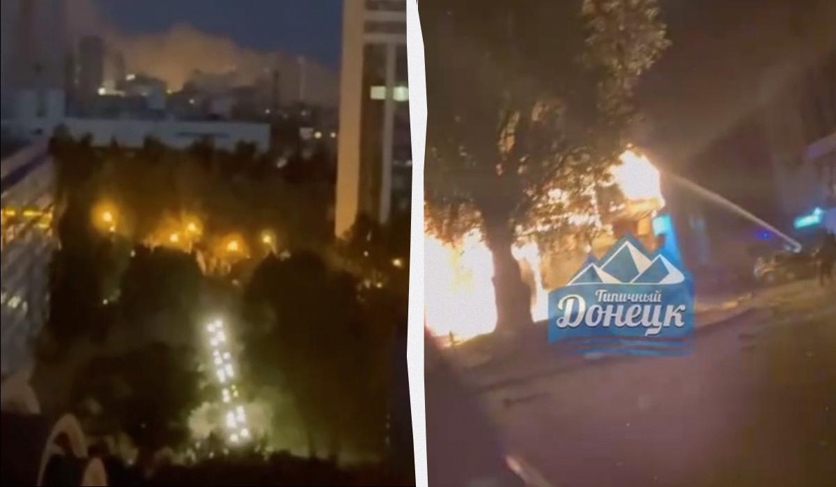 В Донецьку пролунала серія вибухів / колаж УНІАН, скріншоти В Донецьку пролунала серія вибухів / колаж УНІАН, скріншоти