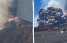 На Сицилии началось извержение вулкана Этна: туристы спасаются от стихии (видео)