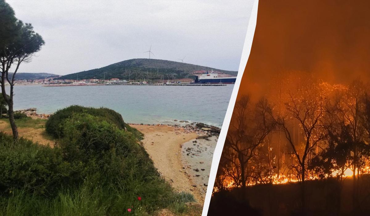У турецькому Чешме вогонь вдалося частково приборкати / колаж УНІАН, фото Марина Григоренко, ua.depositphotos.com